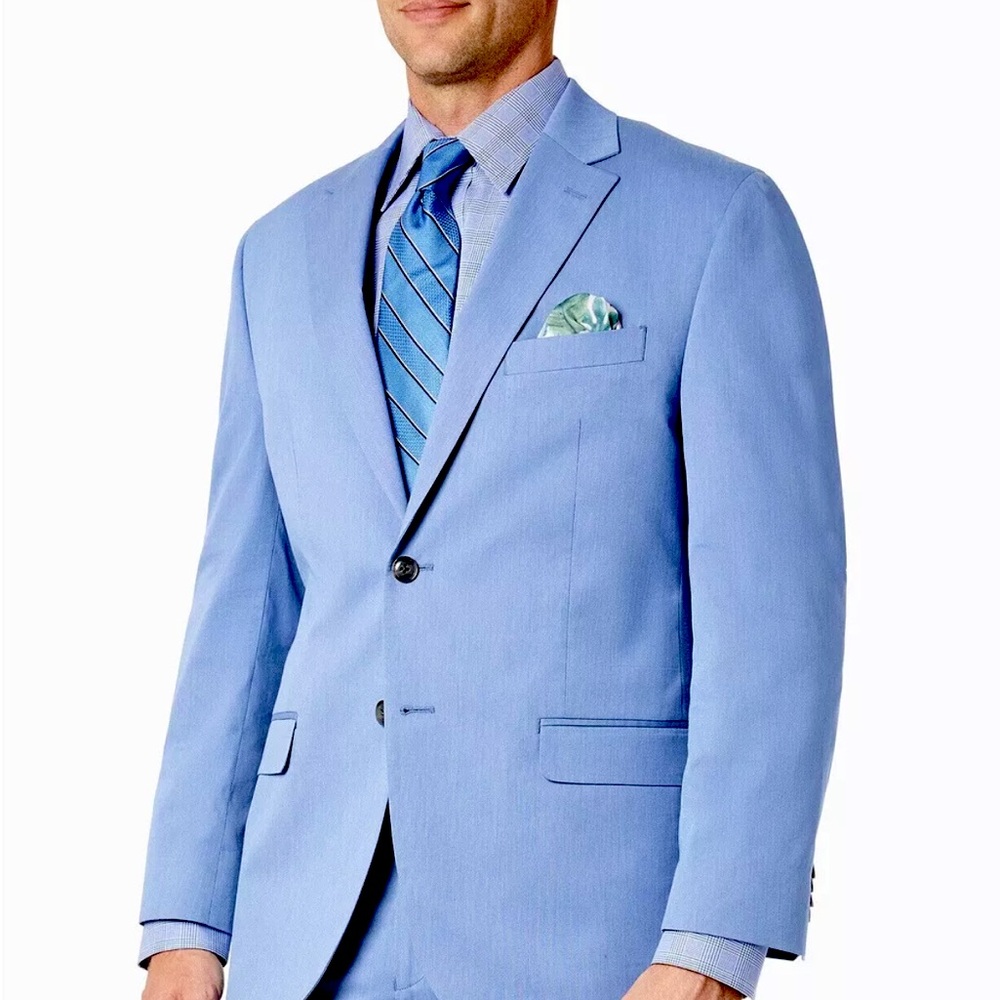 NWT Sean John Men's Classic-Fit Stretch Chambray Suit Jacket Blazer Blue 40R